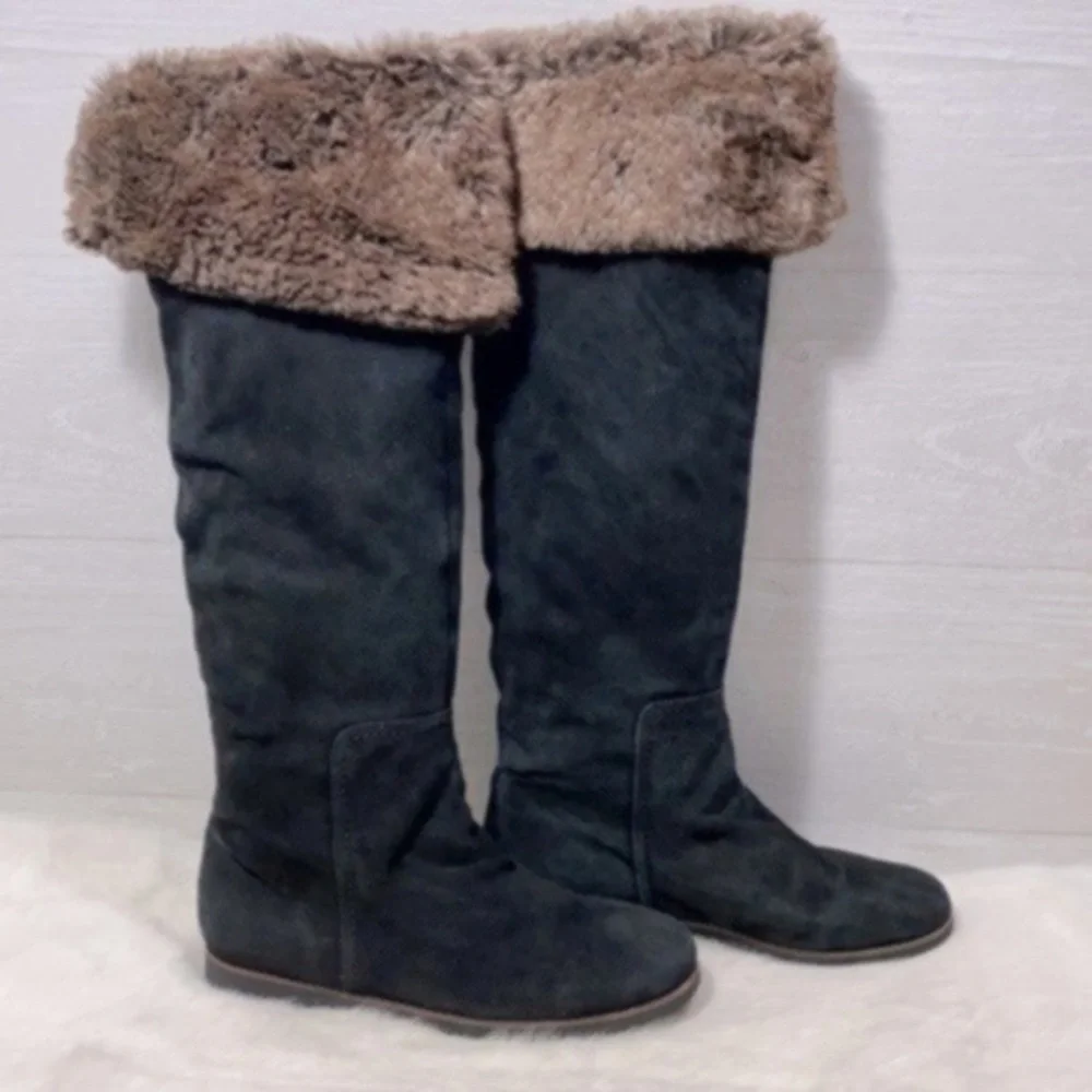 Sam Edelman Versatile Black Suede & Faux Fur Boots Size 9M